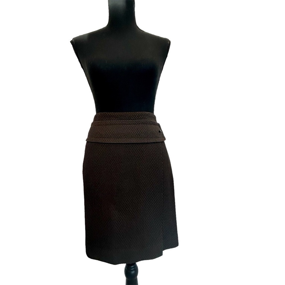 LAUREL chocolate brown textured lined pencil skirt Sz 38 business career